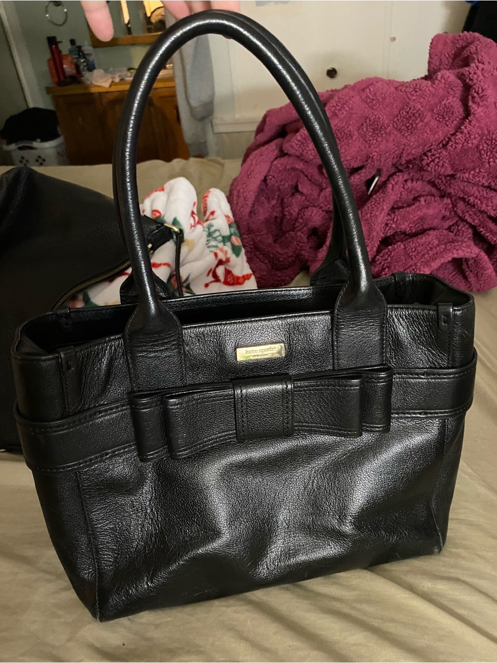 kate spade Black Leather Bow Detail Tote